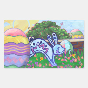Rectangulaire Sticker de chasse aux oeufs de Pâques jardin