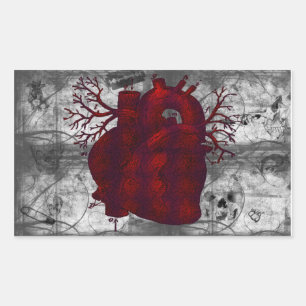 Rectangulaire Sticker de coeur humain foncé