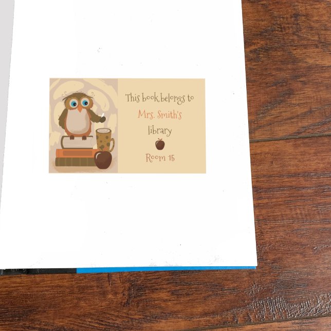 Rectangulaire Sticker de la bibliothèque de classe de la Chouett (Keep track of your books with this cute classroom library rectangle sticker)