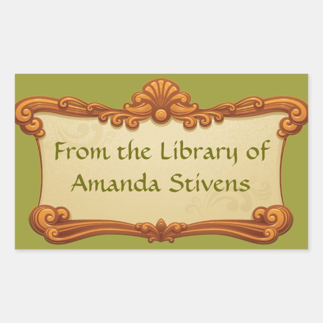 Rectangulaire Sticker de la bibliothèque de signes vintage (Devant)