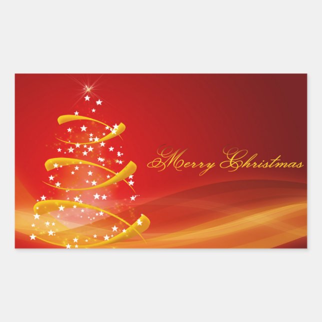 Rectangulaire Sticker de Noël/Arbre de Noël (Devant)