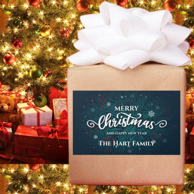 Rectangulaire Sticker de Noël Boughs et Berries (Créateur téléchargé)