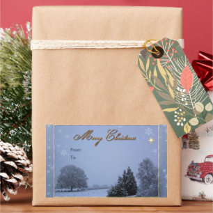 Rectangulaire Sticker de Noël de la scène d'hiver