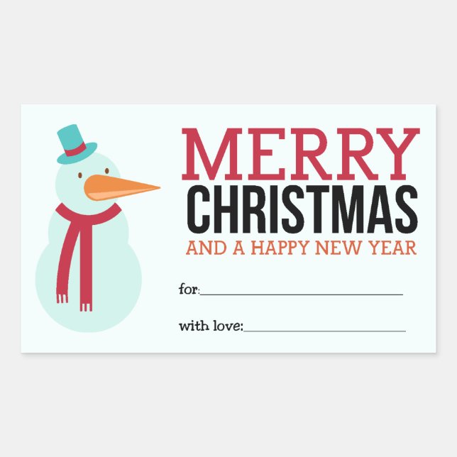Rectangulaire Sticker de Noël Snowman (Devant)