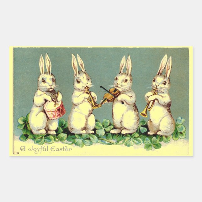 Rectangulaire Sticker de Pâques vintage Bunny Band (Devant)