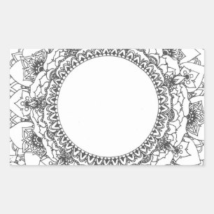 Rectangulaire Sticker de Pleine lune Mandala Rectangle