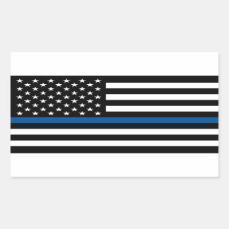Rectangulaire Sticker de police de soutien de ligne bleue mince