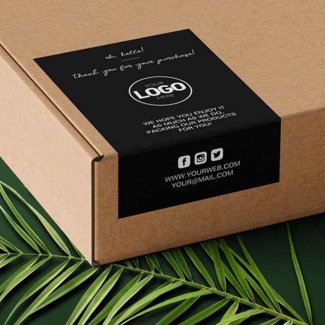 Rectangulaire Sticker d'expédition tendance du logo de Merci (Créateur téléchargé)