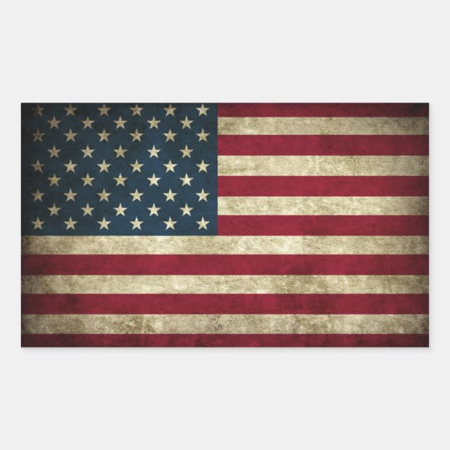 Rectangulaire Sticker Drapeau Grunge USA (Devant)