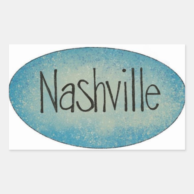 Rectangulaire Sticker du logo de Nashville Music City (Devant)