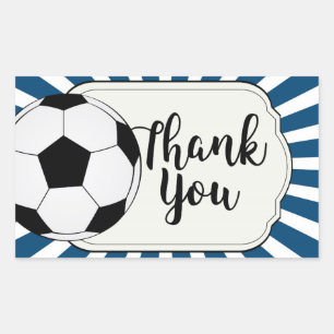 Rectangulaire Sticker en Merci de football