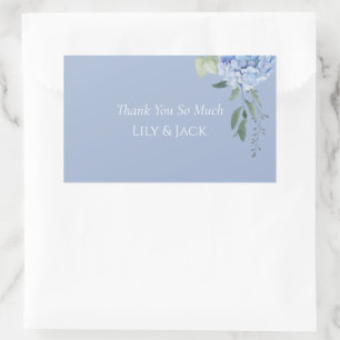 Rectangulaire Sticker en Merci floral Blue Hydrangea Periwinkle