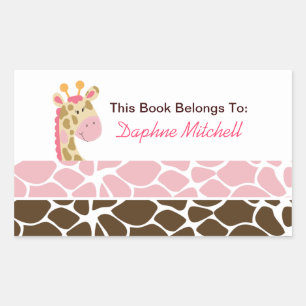 Rectangulaire Sticker en plaque de livre personnalisé Jungle Gir