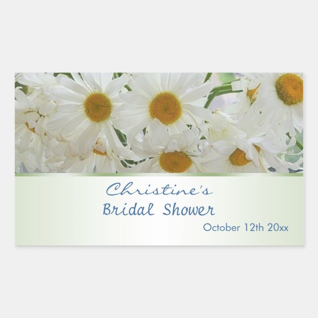 Rectangulaire Sticker Fête des mariées Fleurs marguerites blanch (Devant)