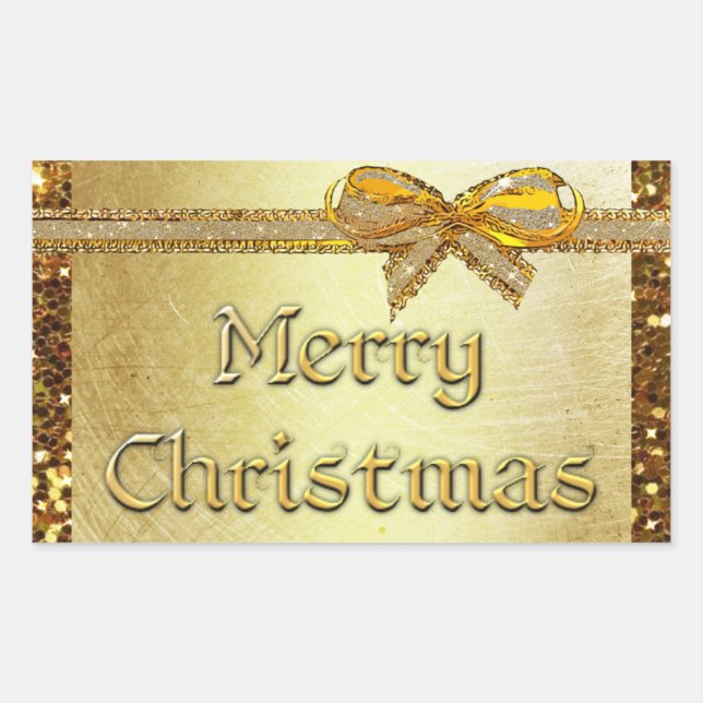 Rectangulaire Sticker Gold Joyeux Noël (Devant)