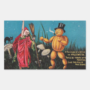Rectangulaire Sticker Halloween Vintage déplaisant