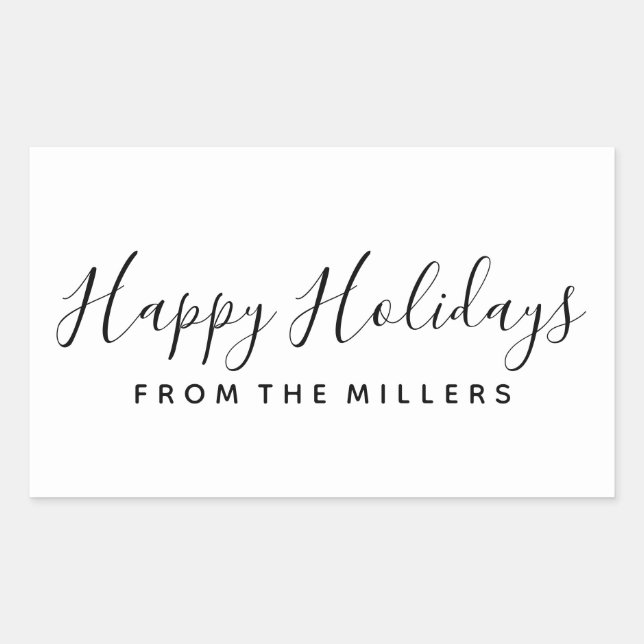 Rectangulaire Sticker Happy Holidays Script personnalisé (Devant)