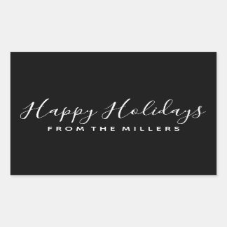 Rectangulaire Sticker Happy Holidays Script personnalisé