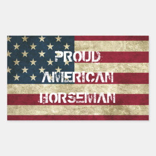 Rectangulaire Sticker Horseman américain fier
