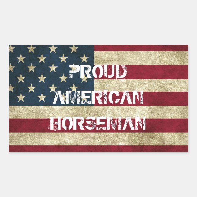 Rectangulaire Sticker Horseman américain fier (Devant)