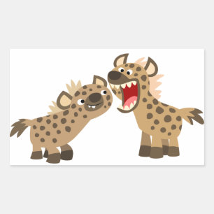 Rectangulaire Sticker Hyenas Cartoon Mignonne Big Teethed