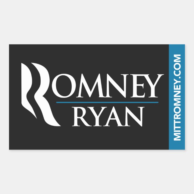 Rectangulaire Sticker Logo Romney Ryan Noir (Devant)