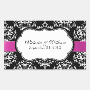 Rectangulaire Sticker Mariage damassé Personnalisé Élégant