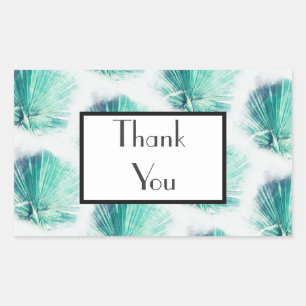 Rectangulaire Sticker Mariage Pale Green Palm Merci
