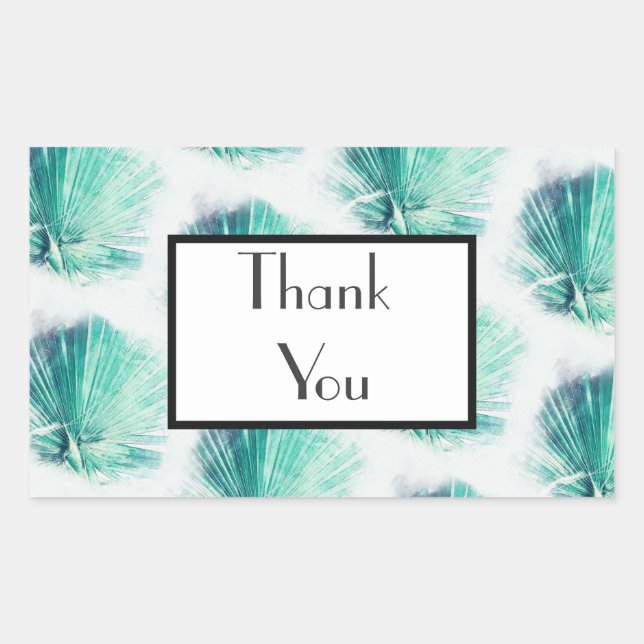 Rectangulaire Sticker Mariage Pale Green Palm Merci (Devant)
