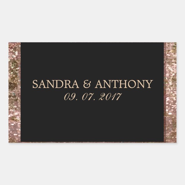 Rectangulaire Sticker Mariage Parties scintillant or Rose élégan (Devant)