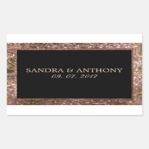 Rectangulaire Sticker Mariage Parties scintillant or Rose élégan