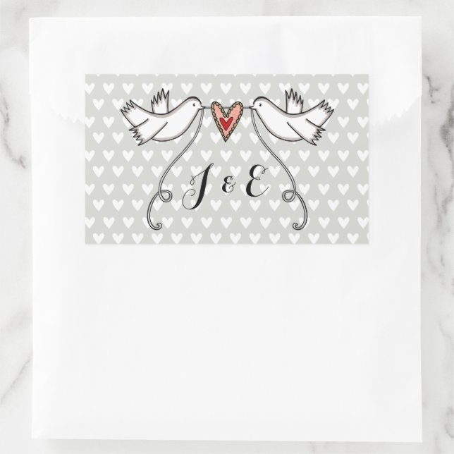 Rectangulaire Sticker Mariage pour colombes blanches personnalis (Sac)
