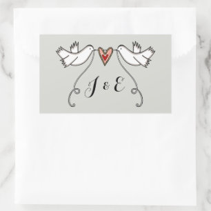Rectangulaire Sticker Mariage pour colombes blanches personnalis