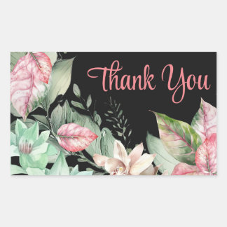 Rectangulaire Sticker Merci Floral Art
