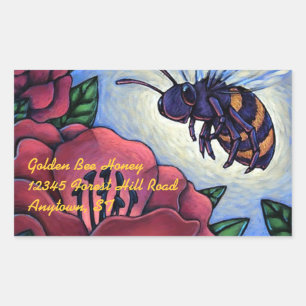 Rectangulaire Sticker Miel Bee Visite Fleurs Beekeeper Produit
