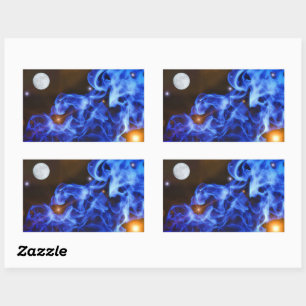 Rectangulaire Sticker Moon Stars Space Art