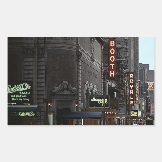 Rectangulaire Sticker NYC Théâtre Vintage District Sur Broadway (Devant)