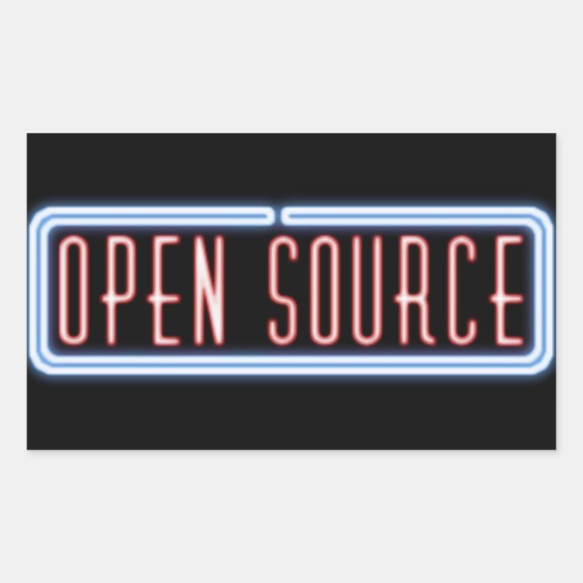 Rectangulaire Sticker Open Source Neon Sign (Devant)