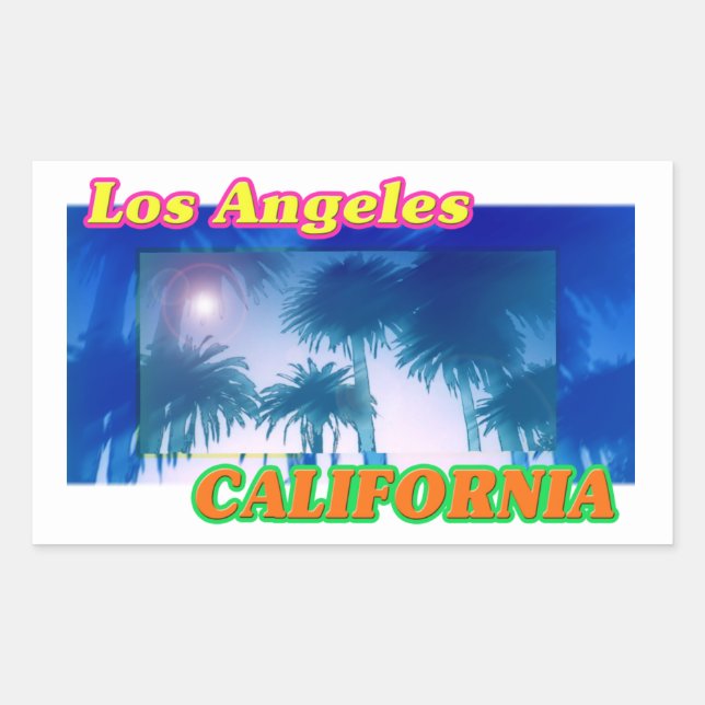 Rectangulaire Sticker Palm Trees "Los Angeles CALIFORNIA" (Devant)