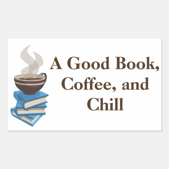 Rectangulaire Sticker pare-chocs café et livres (Devant)