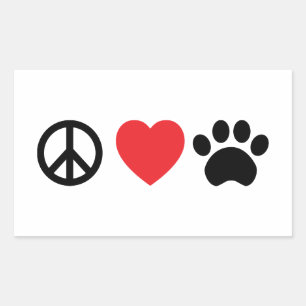 Rectangulaire Sticker Paw Peace Love