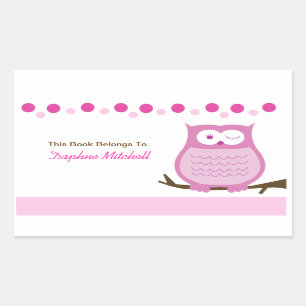 Rectangulaire Sticker personnalisé en plaque de livre pour hibou