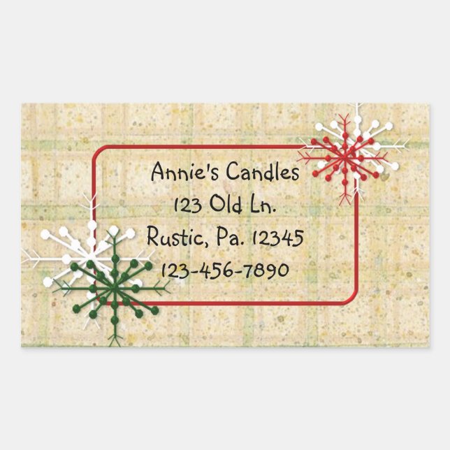 Rectangulaire Sticker personnalisé pour les flocons de neige (Devant)