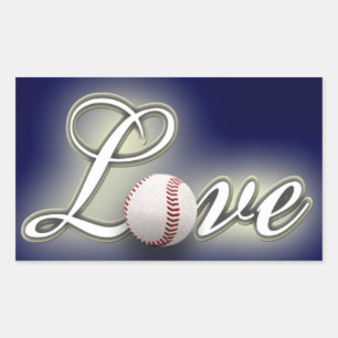 Rectangulaire Sticker photo Love Baseball