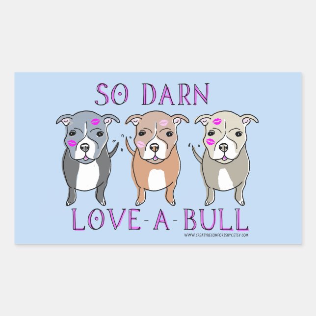 Rectangulaire Sticker Pitbull So Darn Love-A-Bull (Devant)