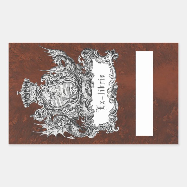 Rectangulaire Sticker Plaque Couronne & Dragon (Devant)