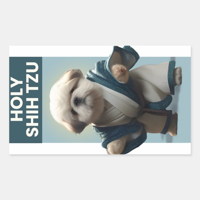 Rectangulaire Sticker pour chien de Shi Tzu (Devant)
