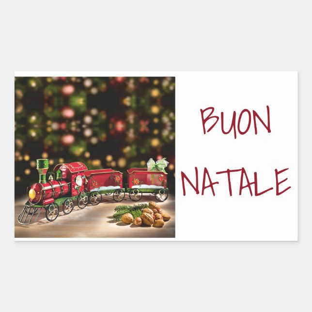 RECTANGULAIRE STICKER POUR DIRE **MERCI NOËL** "STYLE ITALIEN" (Devant)
