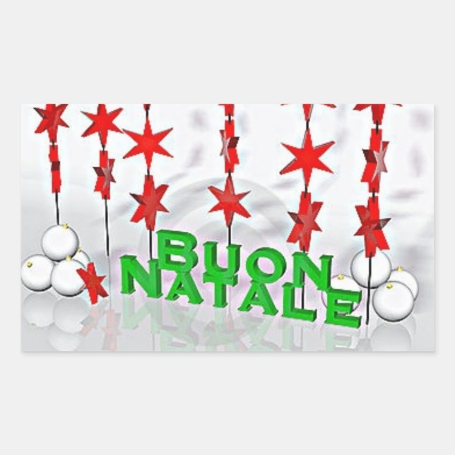 RECTANGULAIRE STICKER POUR DIRE **MERCI NOËL** "STYLE ITALIEN" (Devant)