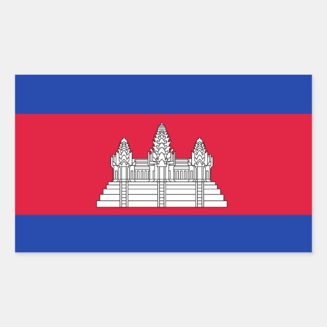 Rectangulaire Sticker pour drapeau du Cambodge* (Devant)